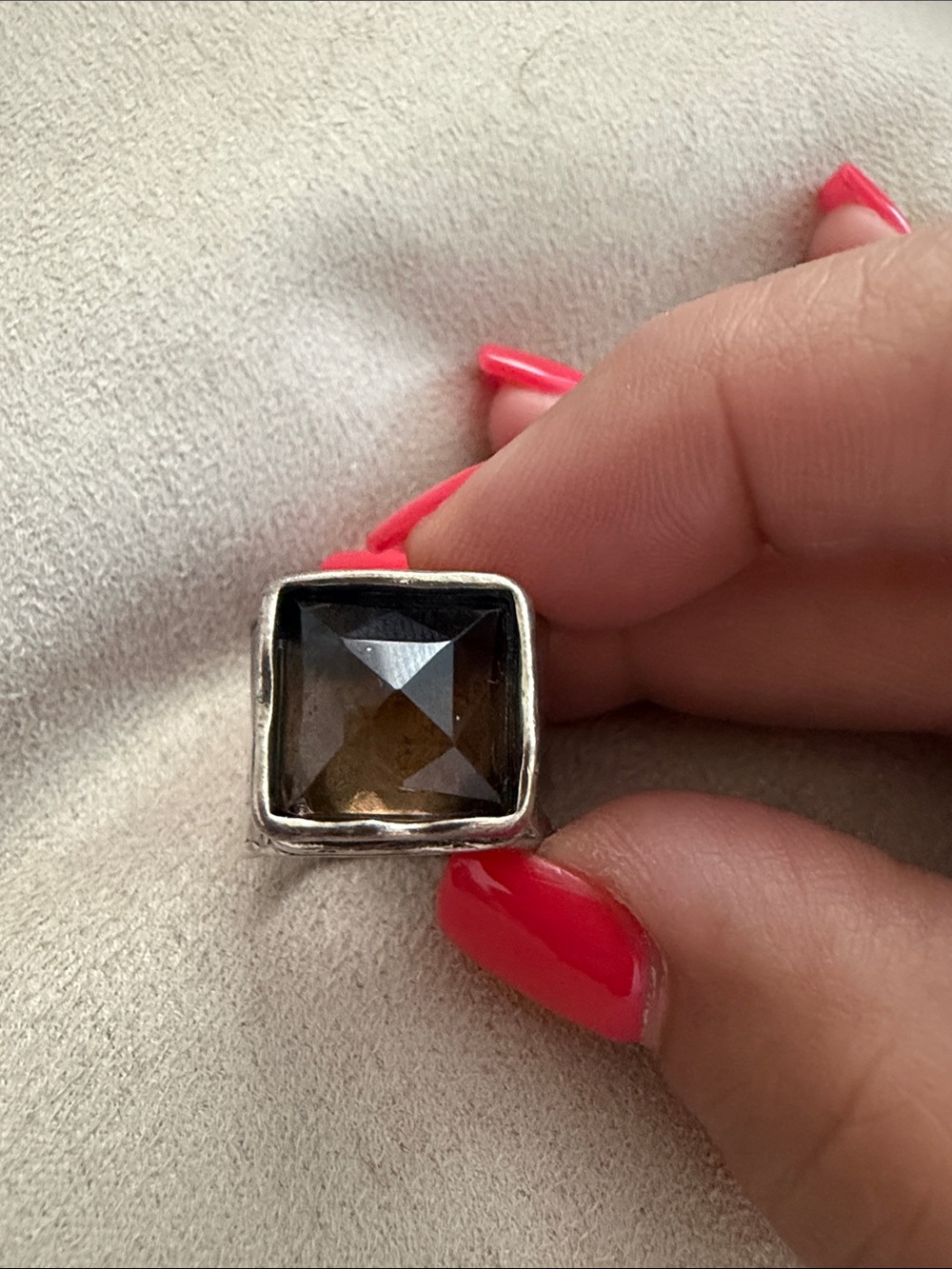 Silpada Sterling Silver Square Smoky Quartz Ring - Brown Gemstone